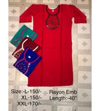 Rayon Embroidered Kurti